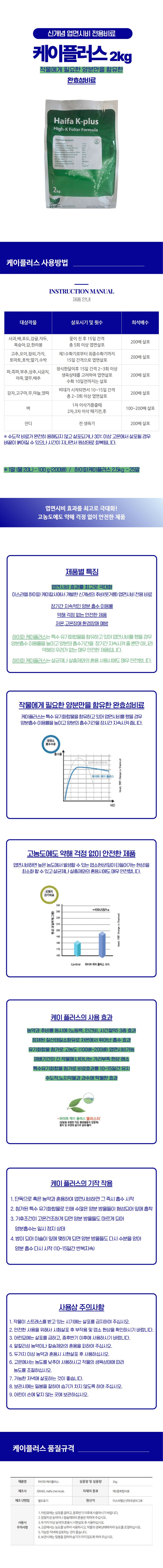 산들마켓,씨앗마켓님의 장터 판매 상품 [하이파 케이플러스 2kg 새로운 추비 웃거름 고농도 수용성 엽면시비 전용 비료] 첨부 사진