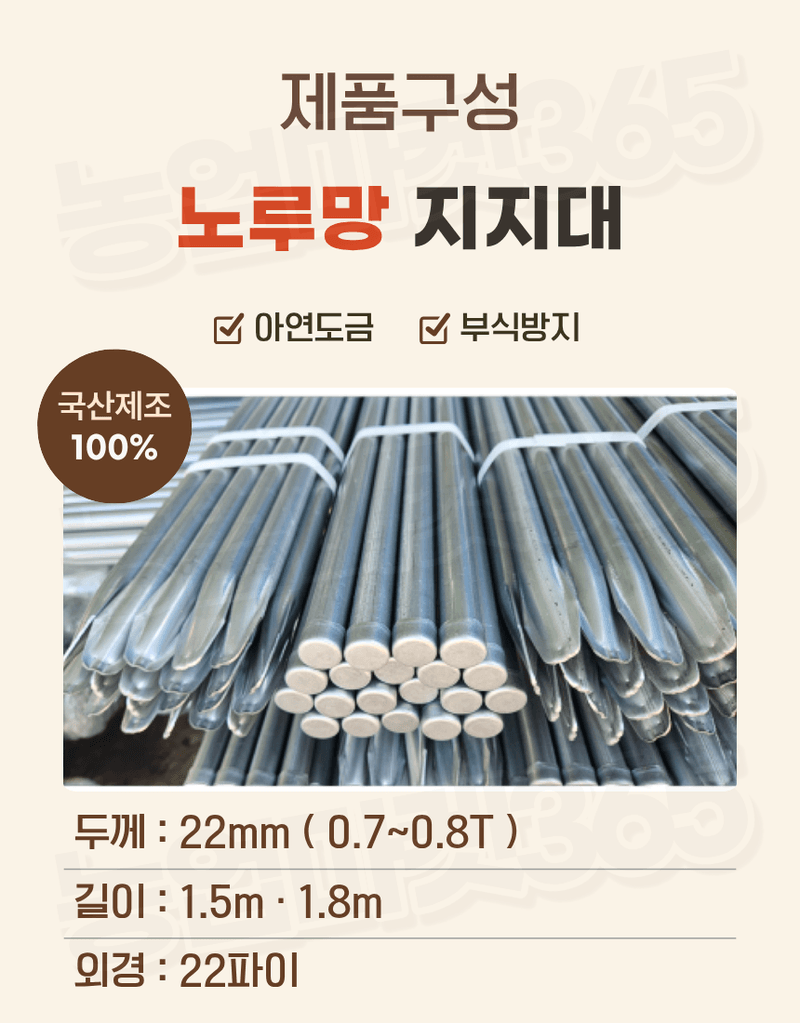 농업마켓365님의 장터 판매 상품 [노루망지지대 2m 엠보싱 지지대] 첨부 사진
