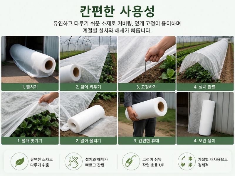 유니즈님의 장터 판매 상품 [텃밭 보온 냉해방지 백색 부직포 20g 농업용 농사용 흰색 고추농사 한냉사 한랭사] 첨부 사진