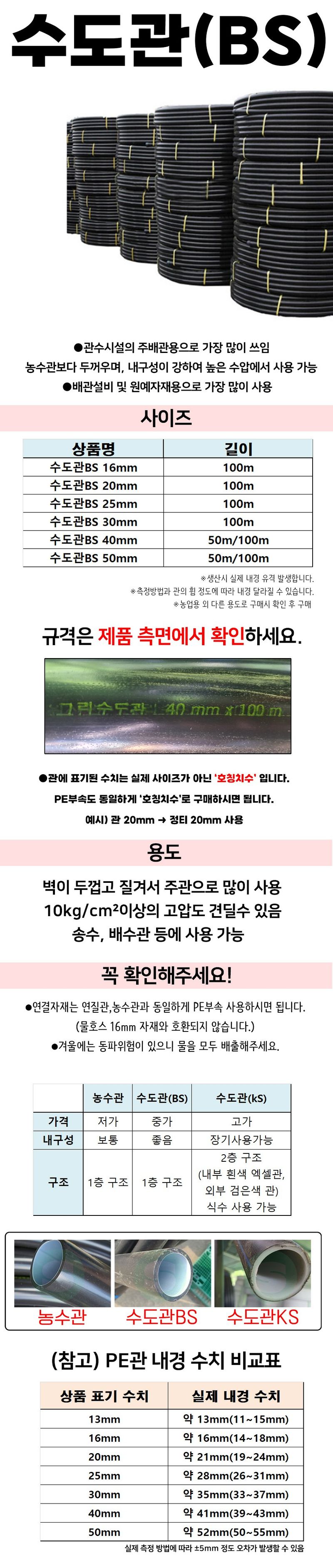 상인농자재님의 장터 판매 상품 [수도관BS 20mmx100m] 첨부 사진