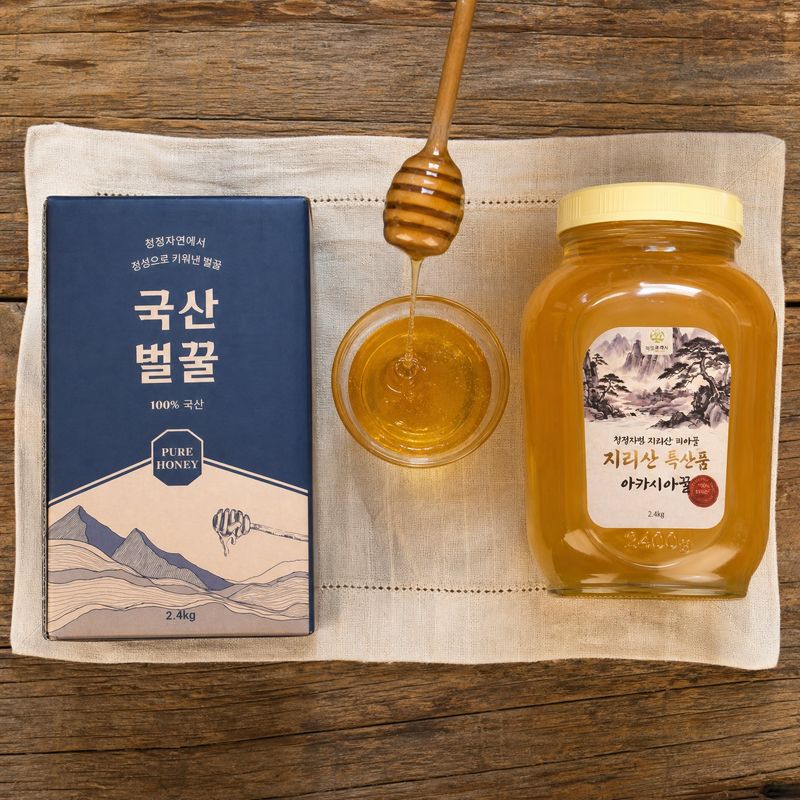 농촌광역시님의 장터 판매 상품 [[특가할인] 지리산 피아골 특산품 벌꿀 아카시아꿀 2.4kg 잡화꿀 2.4kg 밤꿀 2.4kg] 첨부 사진