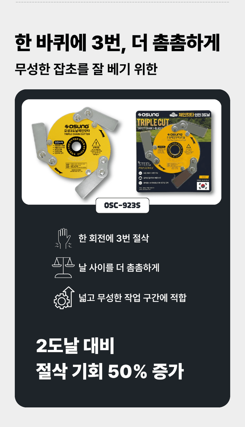 오성오에스씨님의 장터 판매 상품 [오성 예초용 안전 칼날 체인캇타 OSC-920S] 첨부 사진
