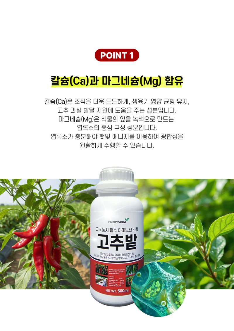파머스케어님의 장터 판매 상품 [고추밭500ml + 가든고추비료2.5kg세트 텃밭 고추 모종 심은 후 밑비료 추비 칼슘 마그네슘 함유 복합비료] 첨부 사진