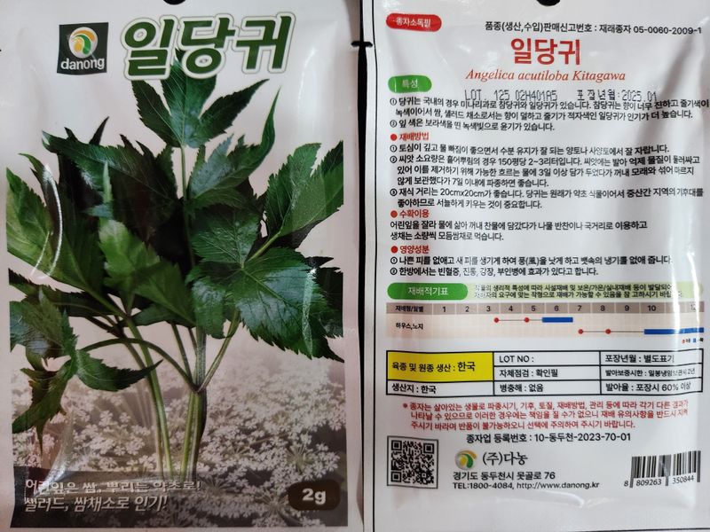 안산제일농약사님의 장터 판매 상품 [일당귀씨앗 2g 9봉 25년포장 마지막한분] 첨부 사진