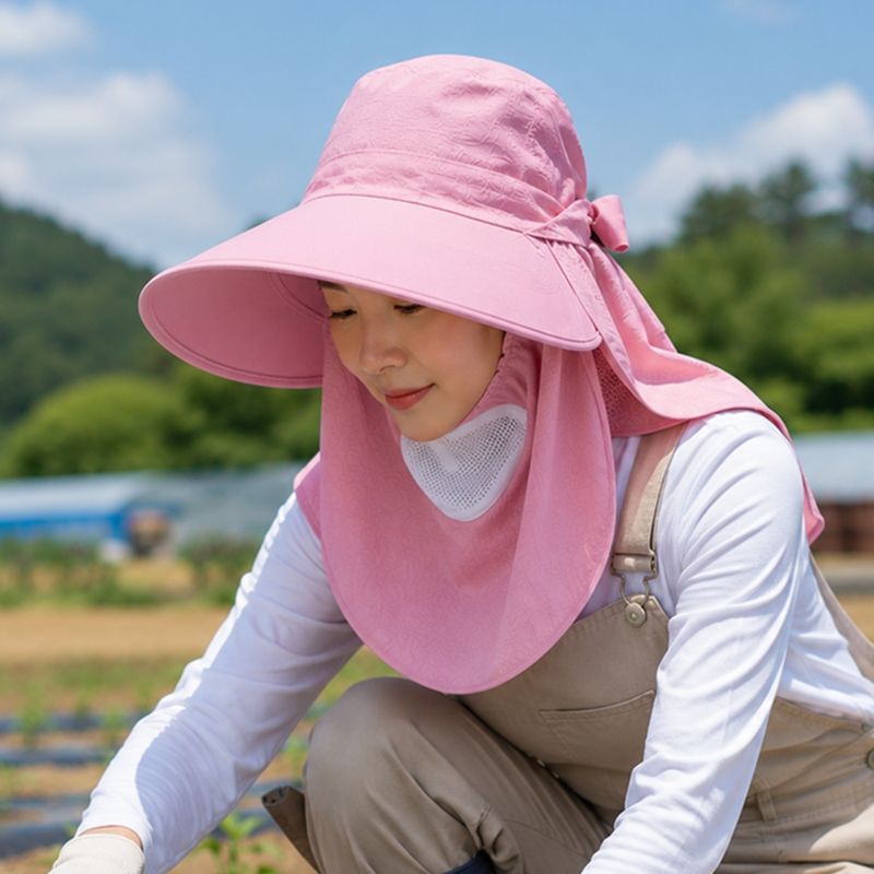 장터 상품 [농사모자 햇빛가리개 챙넓은 자외선차단 작업 밭일 썬캡 안면 뒷목가리개 여름 야외 플랩캡] 썸네일