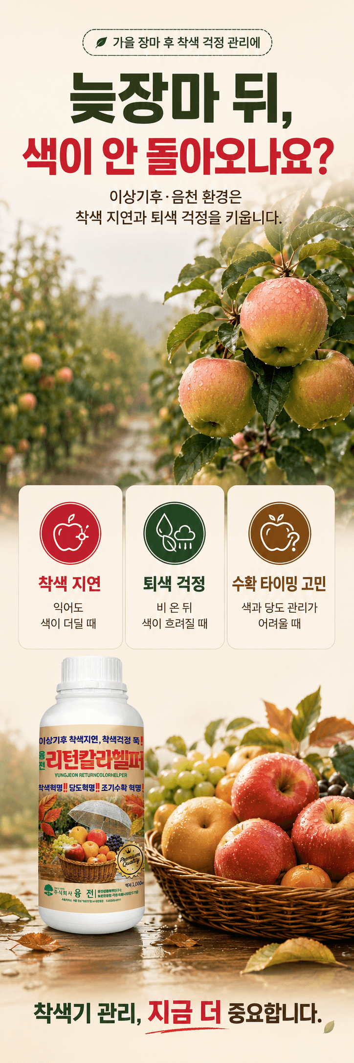 농업마켓365님의 장터 판매 상품 [융전 리턴칼라헬퍼 1L 과수 착색관리 당도관리 사과 배 포도 감귤용 식물영양제 착색제] 첨부 사진