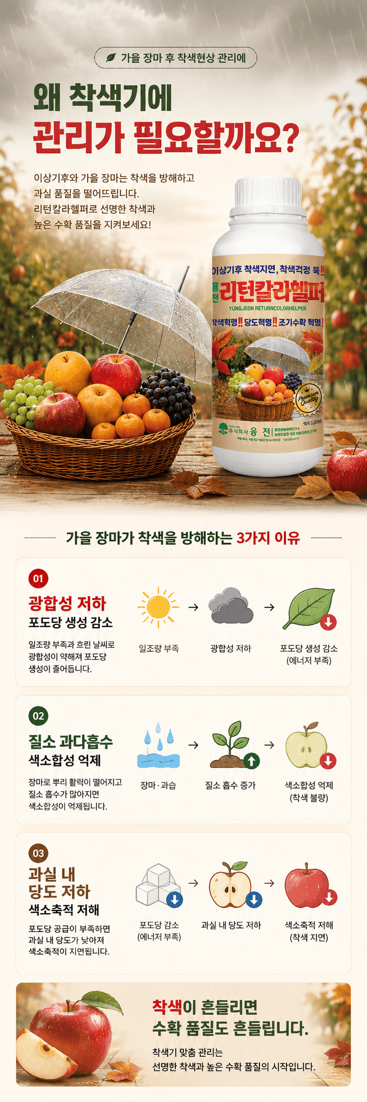 농업마켓365님의 장터 판매 상품 [융전 리턴칼라헬퍼 1L 과수 착색관리 당도관리 사과 배 포도 감귤용 식물영양제 착색제] 첨부 사진