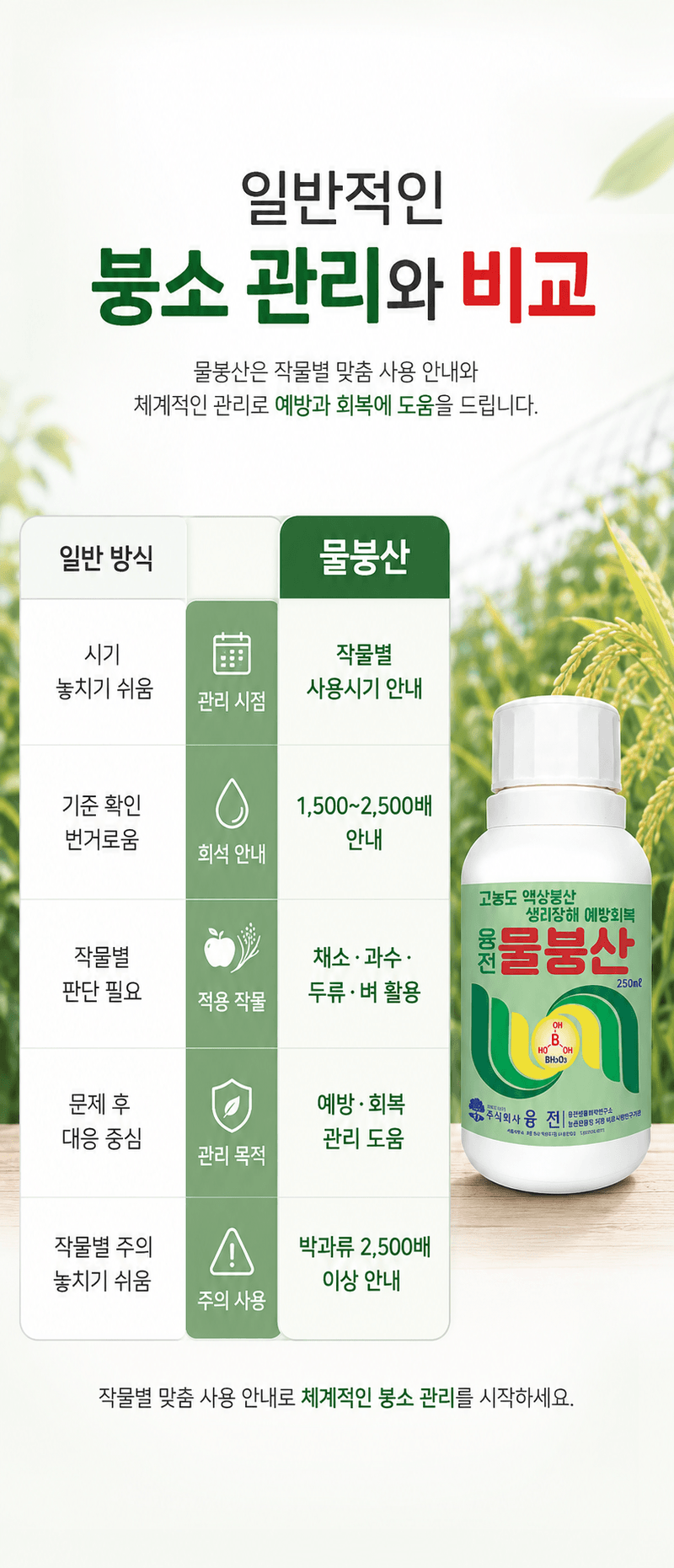 농업마켓365님의 장터 판매 상품 [융전 물붕산 250ML 고농도 액상 붕소 착과 개화 관리 생리장해 관리] 첨부 사진