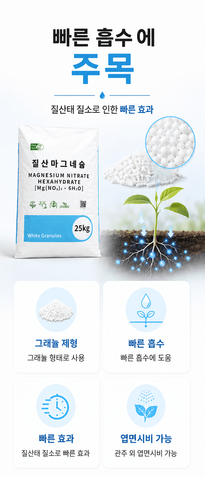 농업마켓365님의 장터 판매 상품 [질산마그네슘(그래뉼) 수용성 비료 25kg 양액비료 관주비료 광합성 촉진] 첨부 사진