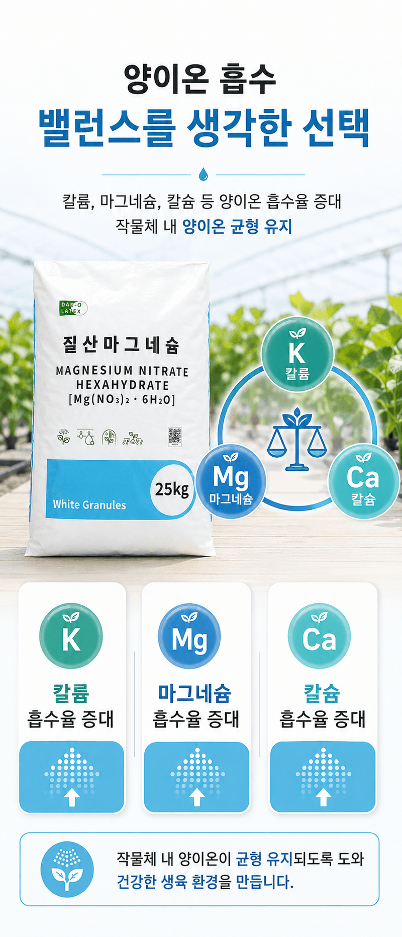 농업마켓365님의 장터 판매 상품 [질산마그네슘(그래뉼) 수용성 비료 25kg 양액비료 관주비료 광합성 촉진] 첨부 사진