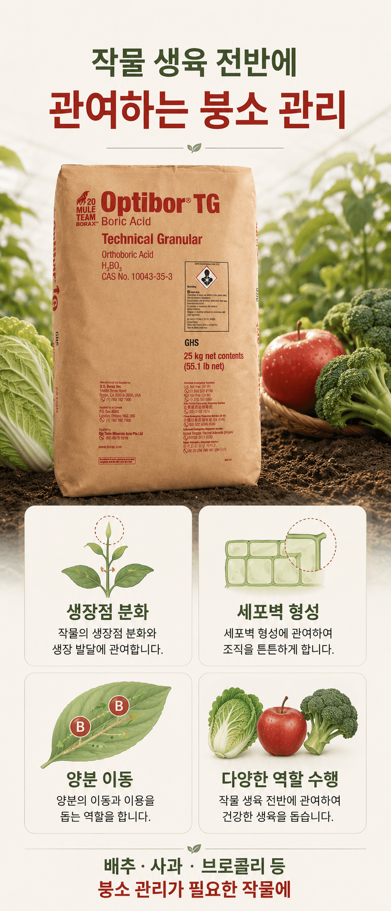 농업마켓365님의 장터 판매 상품 [붕산 25KG 미국산 U.S.Borax 양액재배 관비재배용] 첨부 사진
