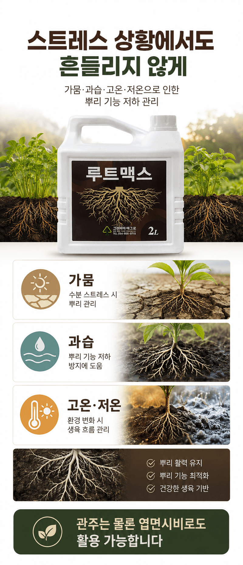 농업마켓365님의 장터 판매 상품 [루트맥스 2L 뿌리발근제 해조추출물 아미노산 활착제 뿌리활력 식물영양제] 첨부 사진
