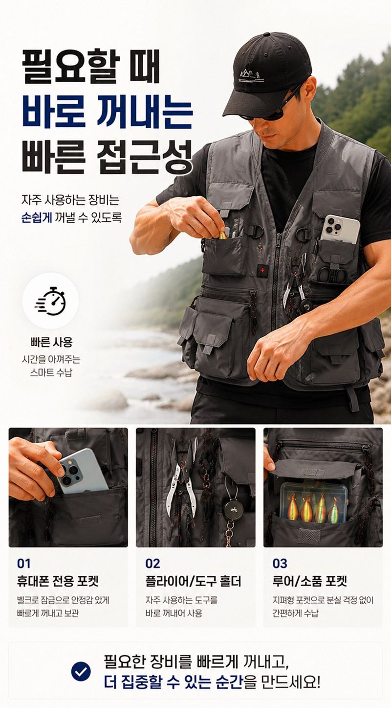 자두14488님의 장터 판매 상품 [다용도 작업조끼 낚시 등산 안전괸리자 멀티포켓 조끼] 첨부 사진