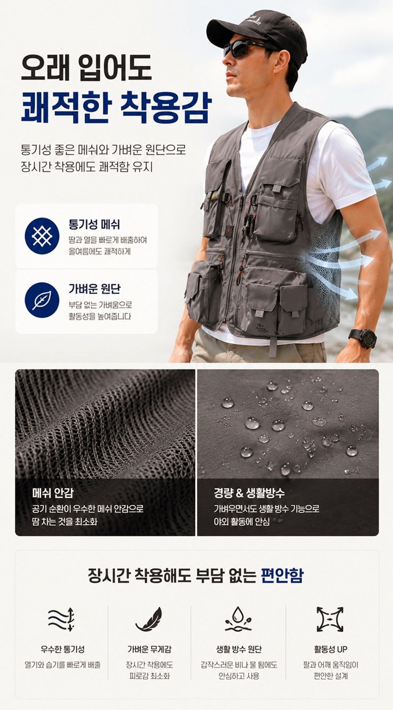 자두14488님의 장터 판매 상품 [다용도 작업조끼 낚시 등산 안전괸리자 멀티포켓 조끼] 첨부 사진