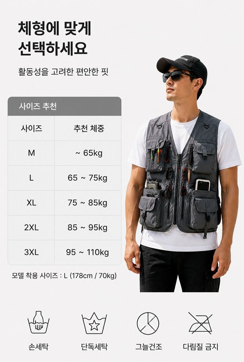 자두14488님의 장터 판매 상품 [다용도 작업조끼 낚시 등산 안전괸리자 멀티포켓 조끼] 첨부 사진