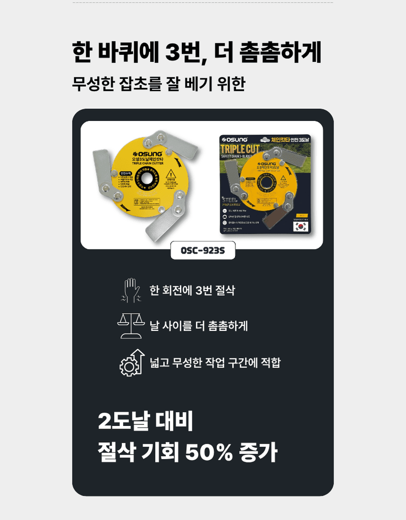 오성오에스씨님의 장터 판매 상품 [벌초 잡초제거 예초용품 안전용품 세트 예초기날+안전보호구 세트(예초칼날+안면보호구) OSC-923S+OSC-950S] 첨부 사진