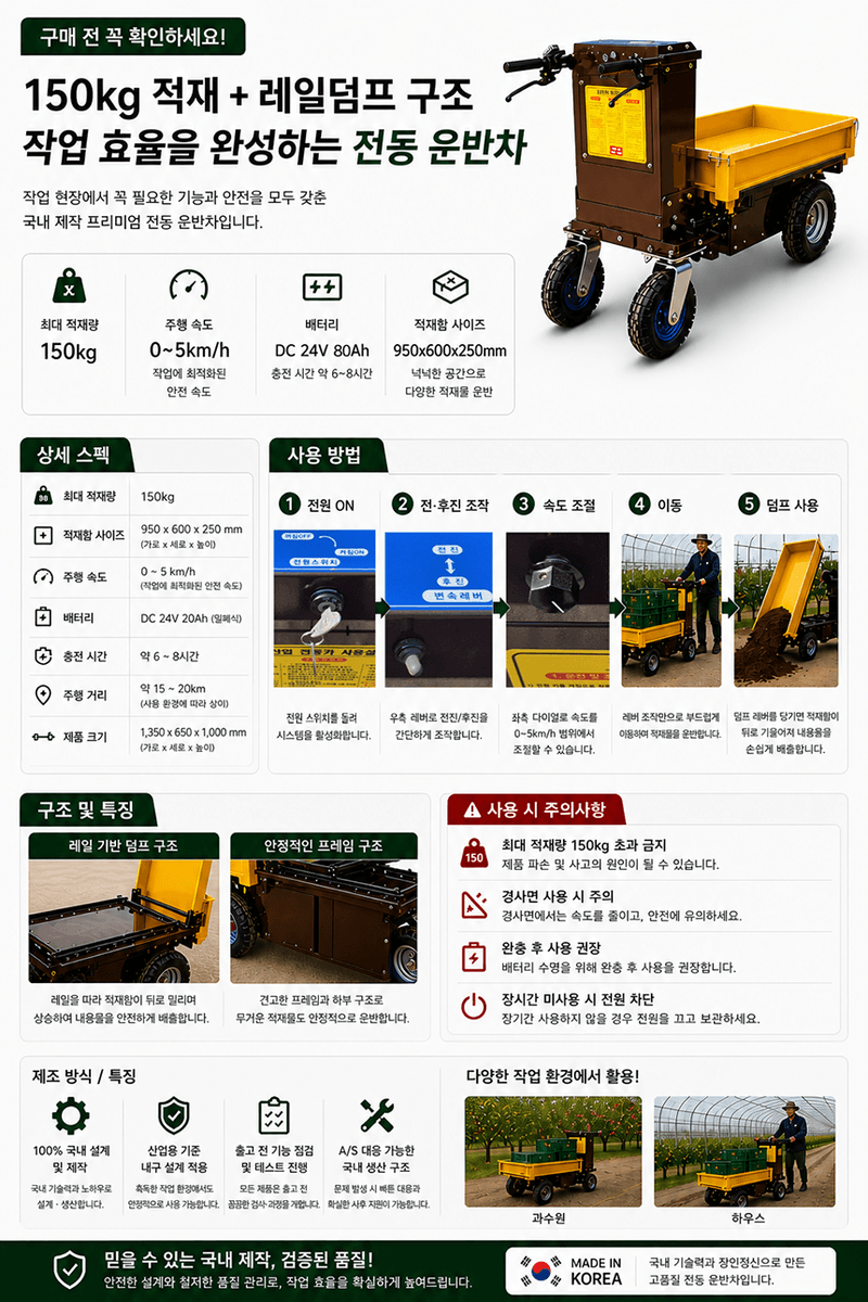 청호산업님의 장터 판매 상품 [전동운반차 CHC-3040 (수동식 레일덤프형)] 첨부 사진