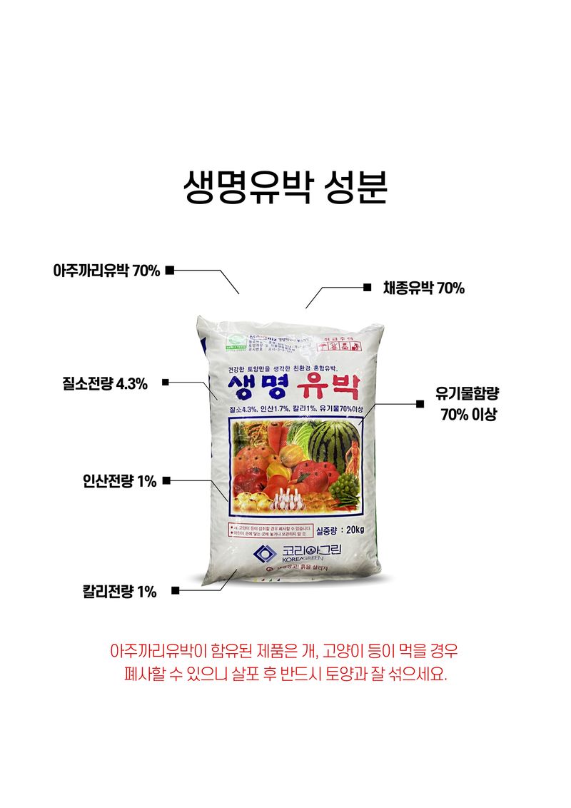 파머스케어님의 장터 판매 상품 [생명유박20kg 유기질 비료 모든 작물용  텃밭] 첨부 사진