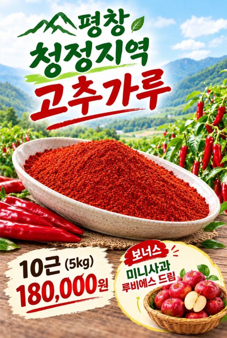 장터 상품 [반태양초 5kg+꽃사과] 썸네일