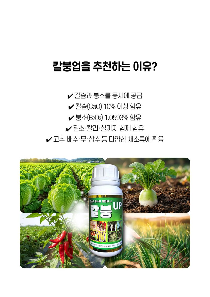 세종농자재센터님의 장터 판매 상품 [배추칼슘제 칼붕업500ml 김장 배추와 무에 꼭 필요한 칼슘 붕소 비료 ] 첨부 사진