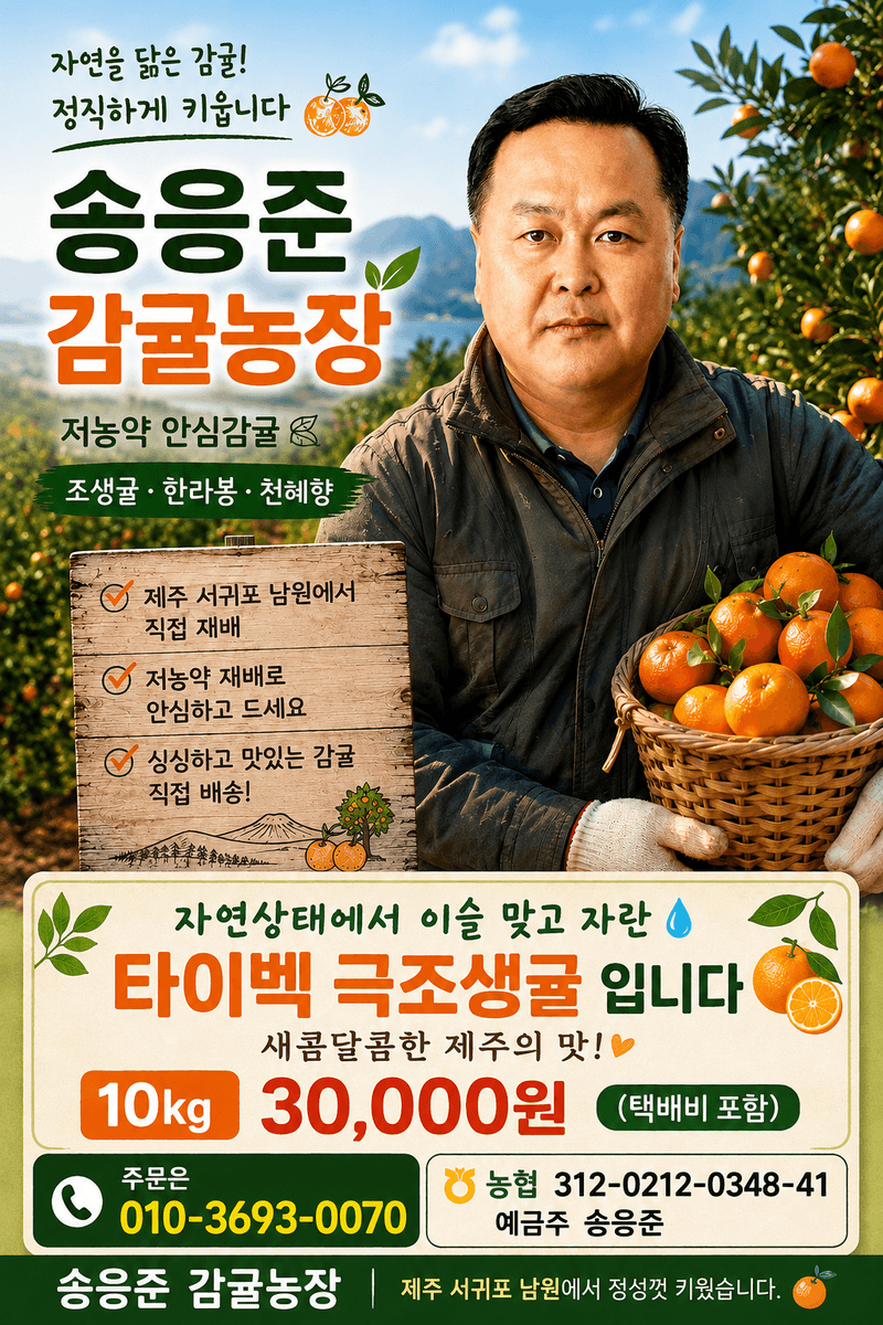송응준님의 장터 판매 상품 [타이벡 극조생귤  10kg] 첨부 사진