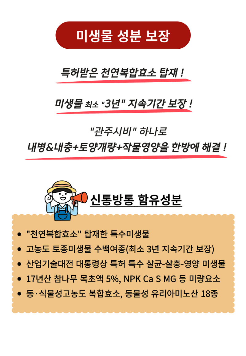 병천아그로(주)법인님의 장터 판매 상품 [신통방통 500ML 특수미생물 천연효소제 토양미생물제 뿌리영양제 식물영양제 두더지퇴치] 첨부 사진