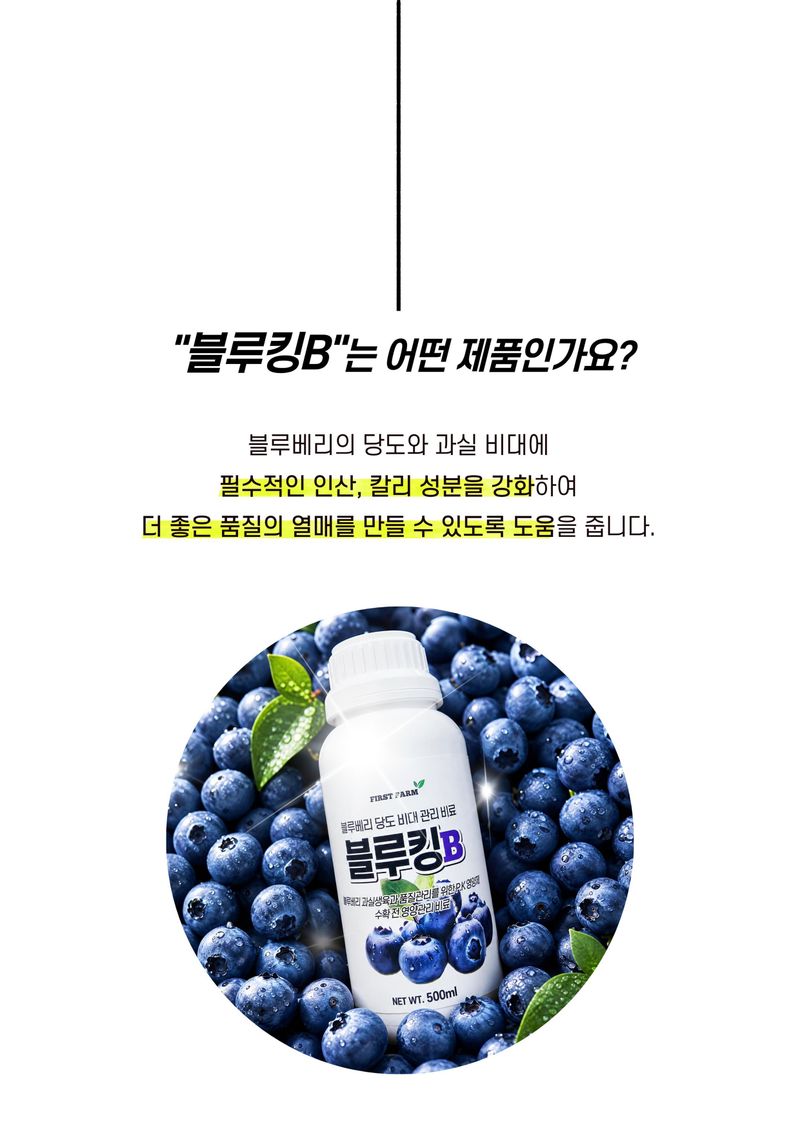세종농자재센터님의 장터 판매 상품 [가든필리아 블루킹B 500ml 2병 블루베리 인산가리 비료 당도향상 수확량증가 비대 생육 성장 영양제] 첨부 사진