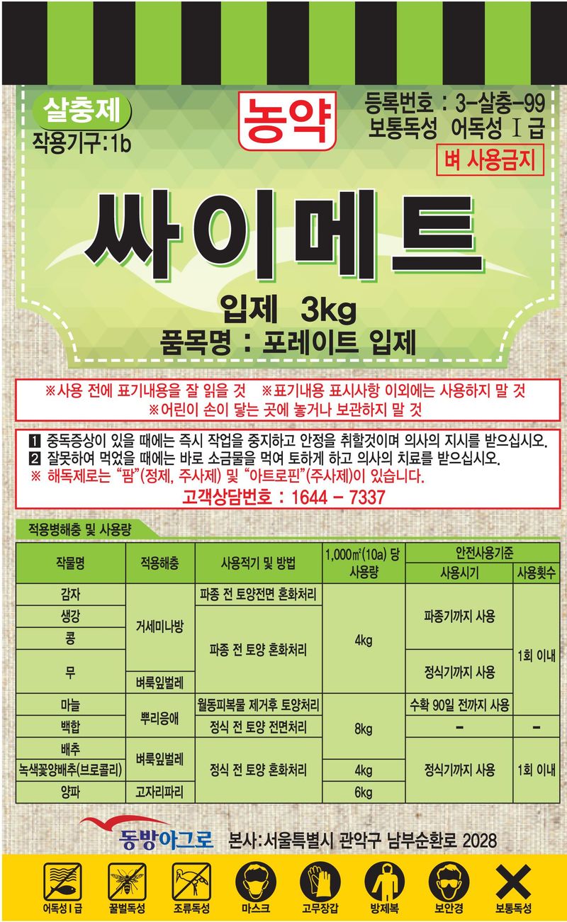 농약정보: 싸이메트, 제조사: (주)동방아그로