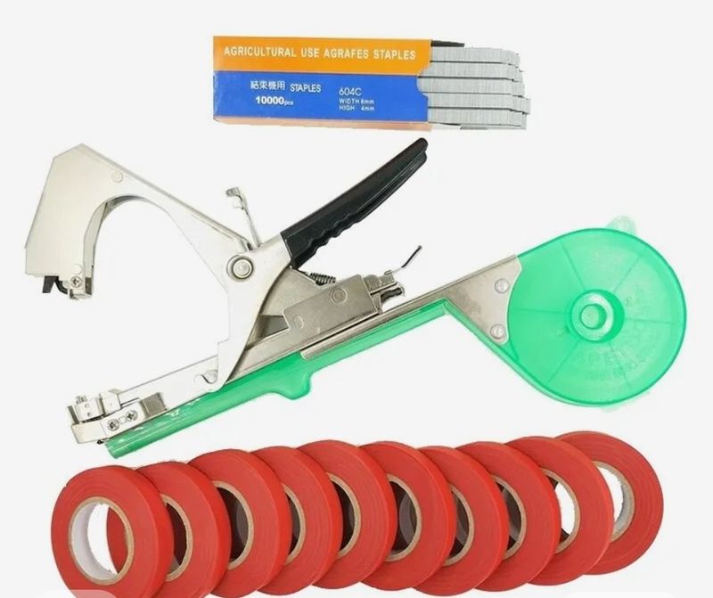 장터 상품 [식물 정원 식물 테이프 도구 테이퍼 및 롤 테이프
세트, 묶기 기계, ,
테이핑 10개
+ 스테이플러 심.  포함] 썸네일