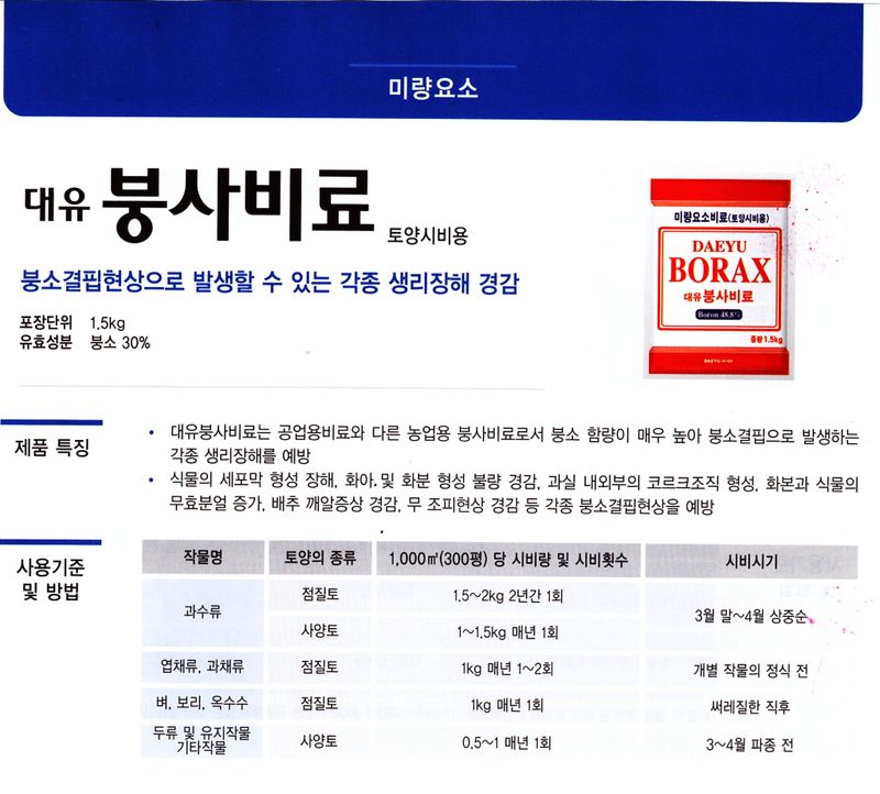 한농농약종묘사님의 장터 판매 상품 [붕사비료 (붕사,붕산비료)] 첨부 사진