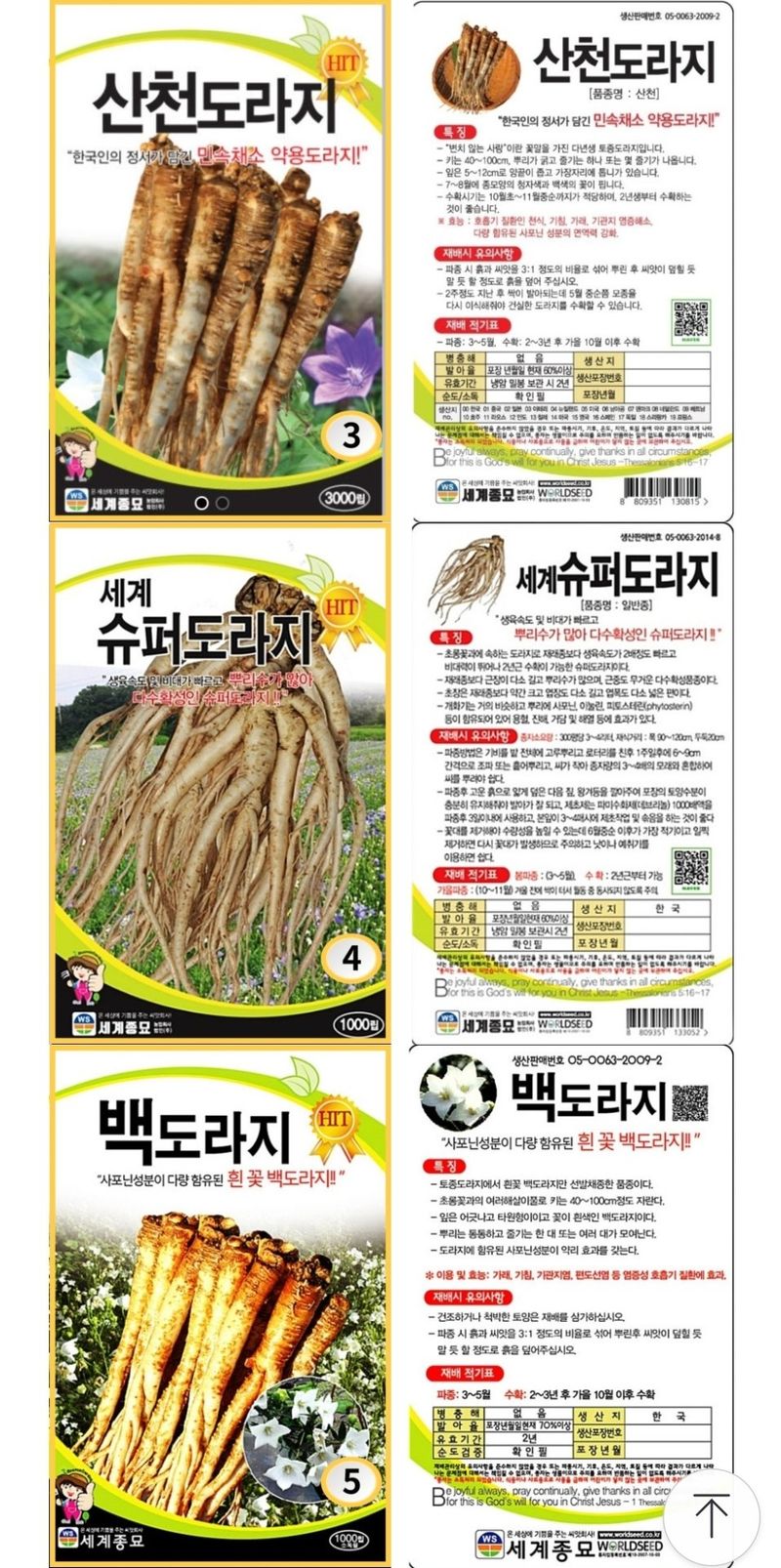 대산농사대장님의 장터 판매 상품 [🌱도라지 더덕 씨앗] 첨부 사진