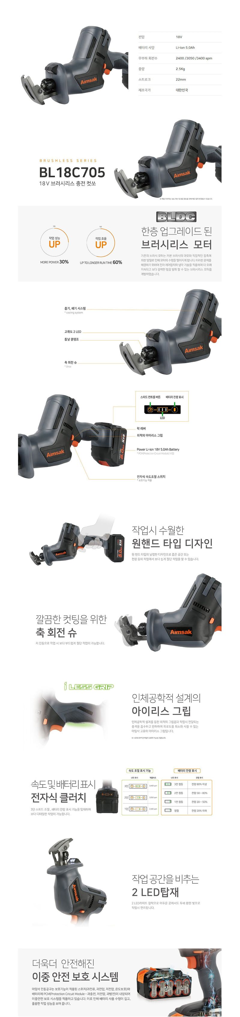 팜모닝 상점님의 장터 판매 상품 [[아임삭] 국산 충전식 컷소 BL18C705] 첨부 사진