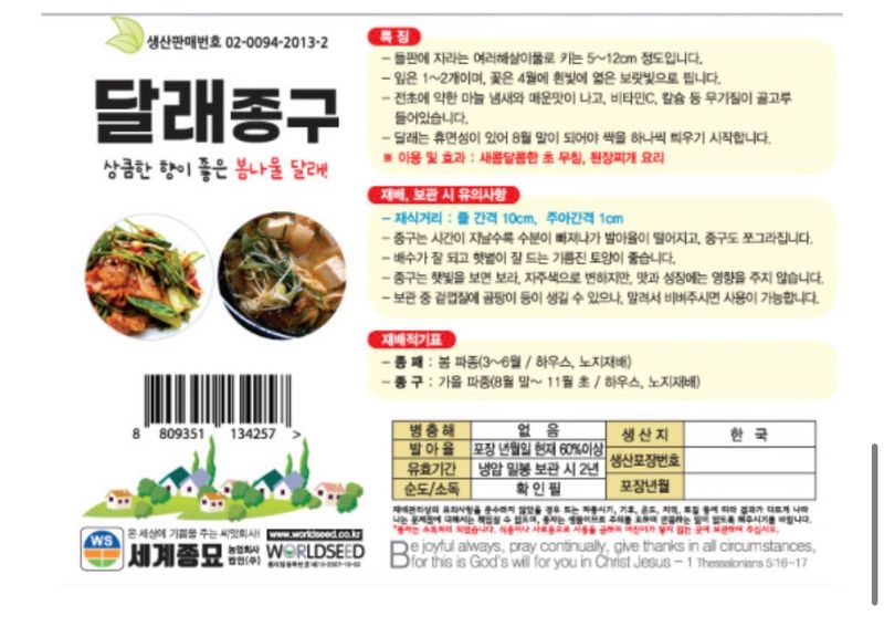 주주씨앗님의 장터 판매 상품 [달래씨앗 달래종구 30g 달래종패 400립  종자 씨] 첨부 사진