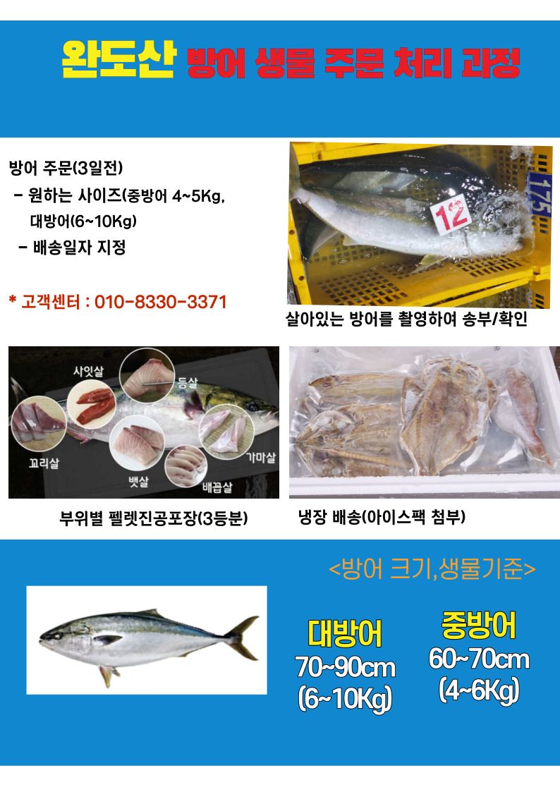 김진국님의 장터 판매 상품 [국내산 자연산 대방어회를 집에서(대방어, 중방어, 소방어) ] 첨부 사진