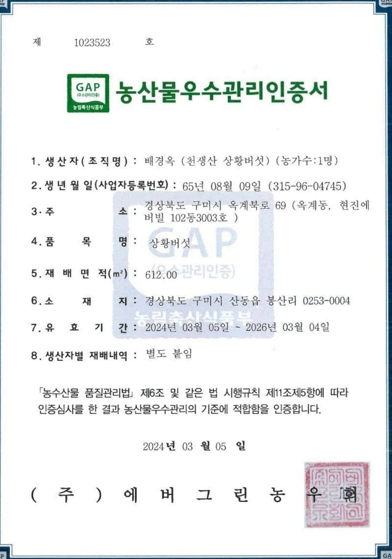 배경옥님의 장터 판매 상품 [2년산 상황버섯] 첨부 사진