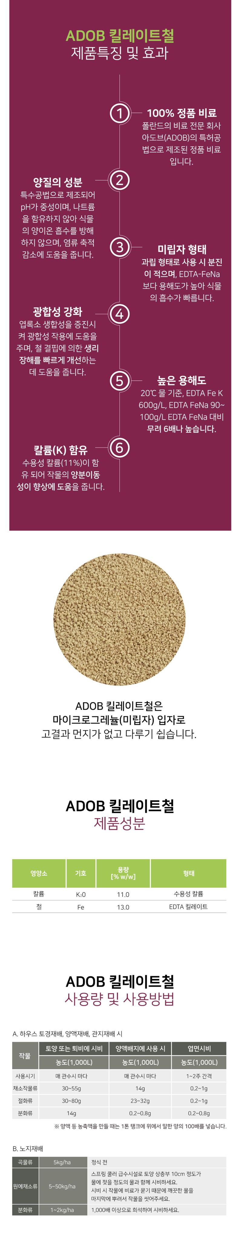 팜모닝 상점님의 장터 판매 상품 [[아도브] 킬레이트철 (FeK EDTA-13%) 25kg 관주비료] 첨부 사진