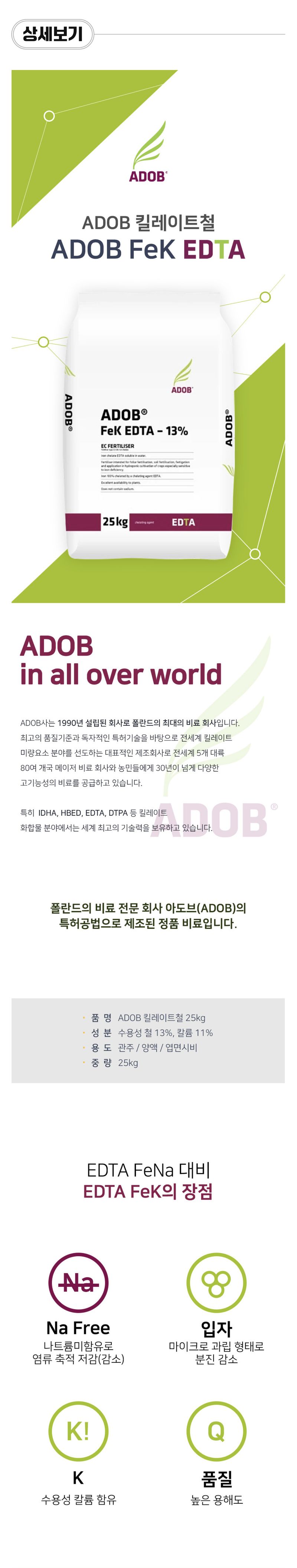 팜모닝 상점님의 장터 판매 상품 [[아도브] 킬레이트철 (FeK EDTA-13%) 25kg 관주비료] 첨부 사진