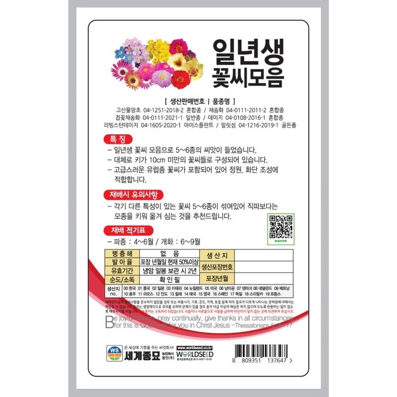 주주씨앗님의 장터 판매 상품 [일년생 세계모듬 꽃씨 씨앗 종자] 첨부 사진
