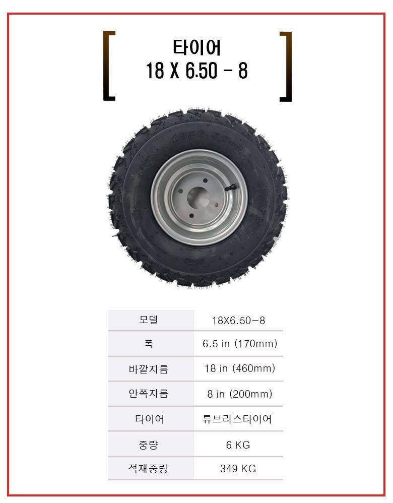 박민수님의 장터 판매 상품 [바퀴 운반차타이어 18*6.50-8] 첨부 사진