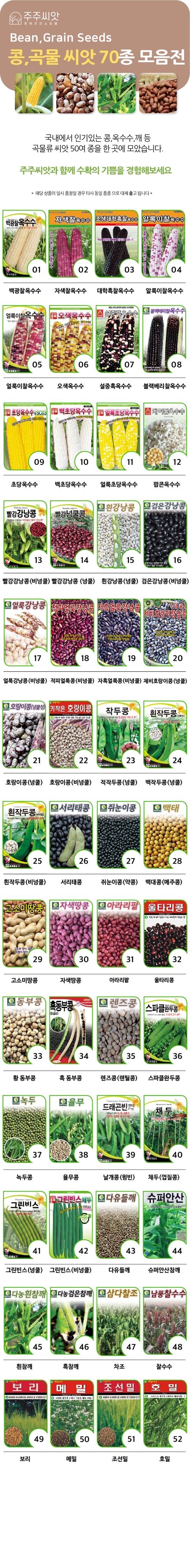 주주씨앗님의 장터 판매 상품 [곡물류씨앗 70종 모음 (콩,옥수수,참깨 등 곡물)] 첨부 사진