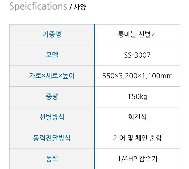 알 수 없음님의 장터 판매 상품 [통마늘 선별기 판매] 첨부 사진