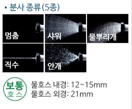대산농사대장님의 장터 판매 상품 [타카기 분사기 분무기 원예 원터치 노즐 5종 분사 와이드] 첨부 사진