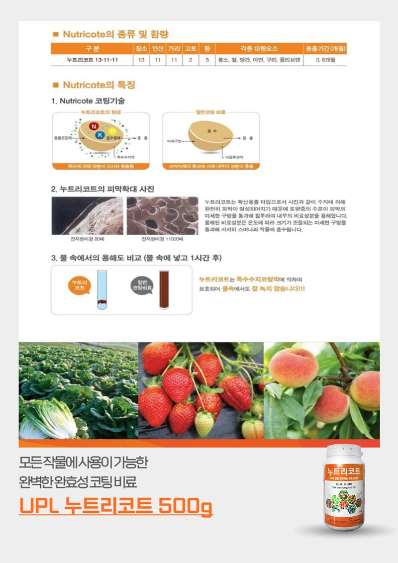 신탄진농약비료마트님의 장터 판매 상품 [누트리코트 500g 완효성 코팅비료 모든작물용 알갱이 비료 ] 첨부 사진