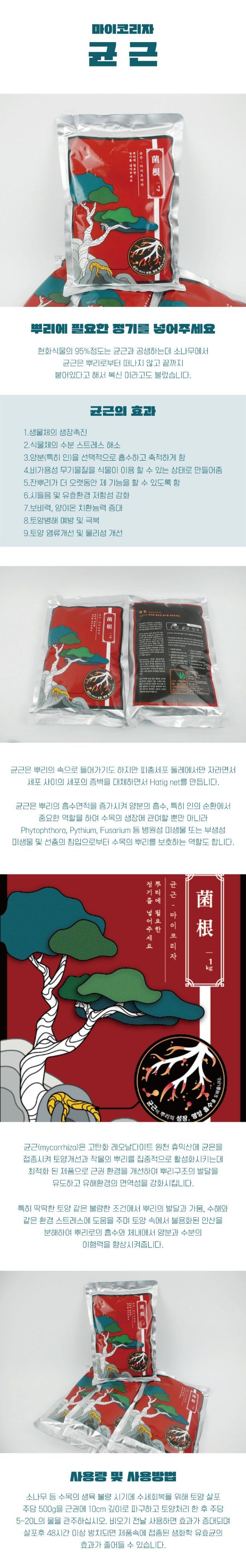 산들마켓,씨앗마켓님의 장터 판매 상품 [마이코리자 균근 1kg 수목 뿌리발근제 토양개선 뿌리보호 소나무 나무영양제] 첨부 사진