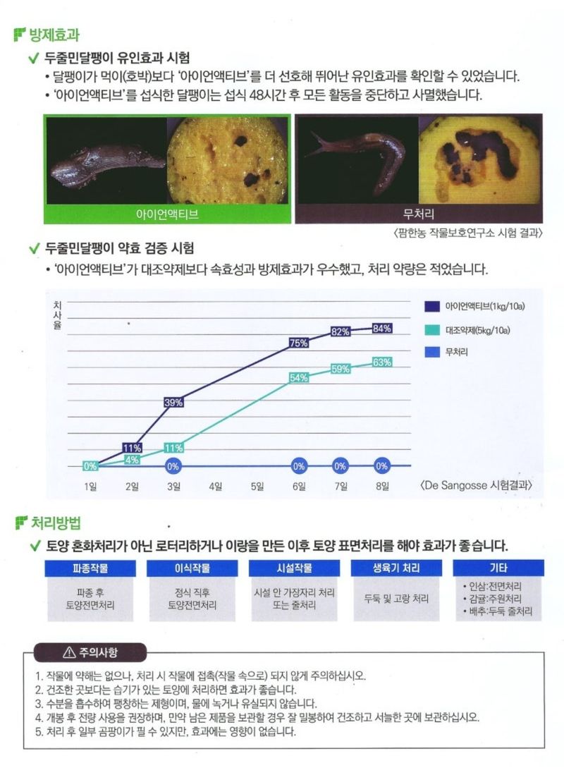 대산농사대장님의 장터 판매 상품 [아이언 액티브 친환경 달팽이킬러약  팜한농] 첨부 사진