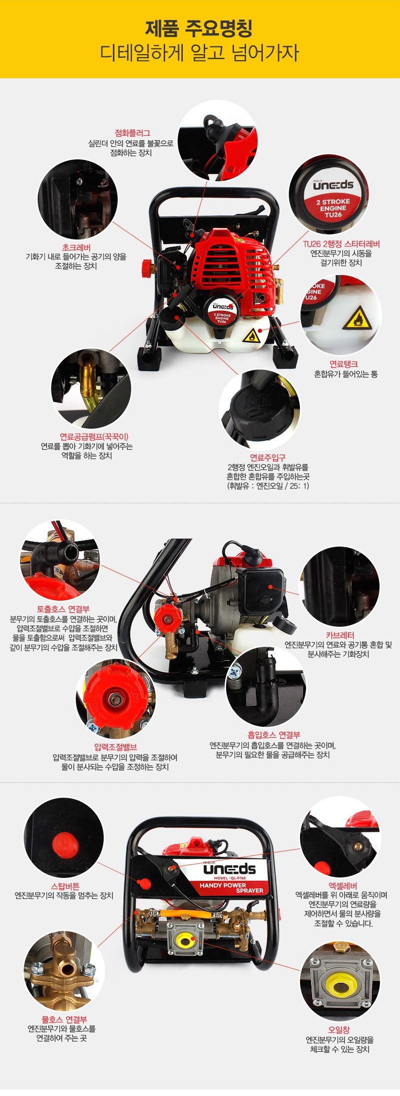 유니즈님의 장터 판매 상품 [팜모닝최저가) 엔진분무기 양수기 펌프 1.2마력 9kg 배수 워터펌프 침수방지 농약분무기 양수기펌프  QL-P768] 첨부 사진