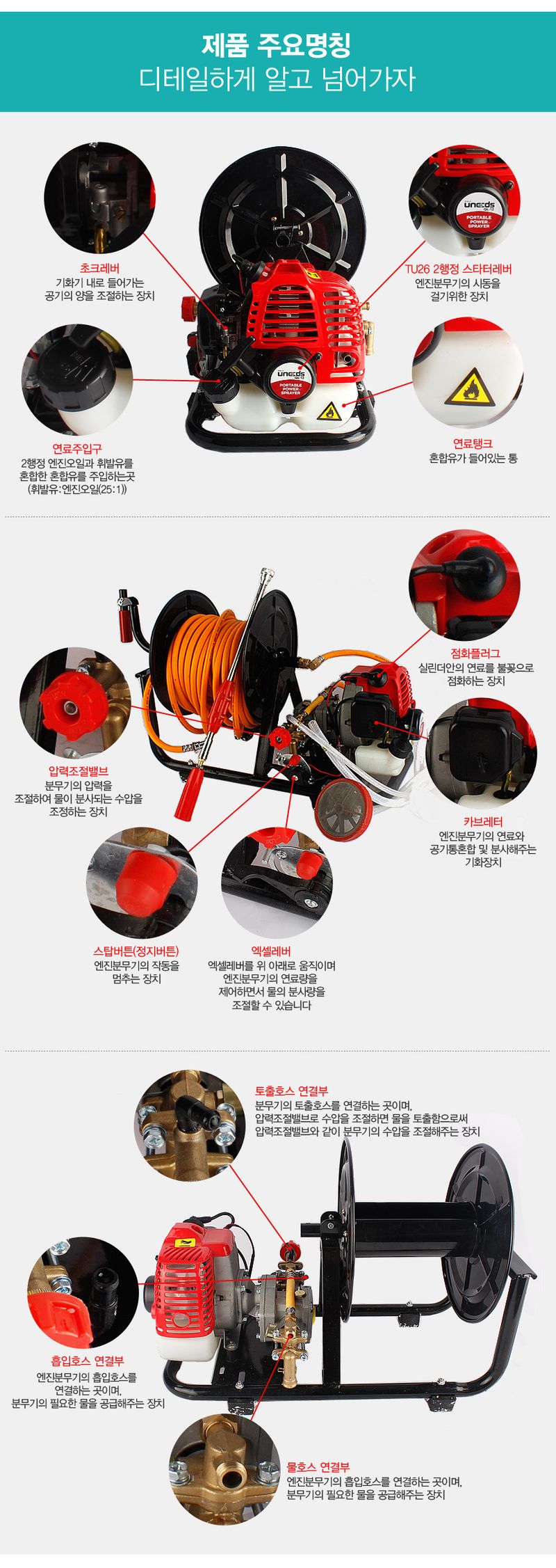 유니즈님의 장터 판매 상품 [유니즈 엔진분무기 1.2마력 배수펌프 소형 양수기 농약살포기 고압분무기  QL-12] 첨부 사진