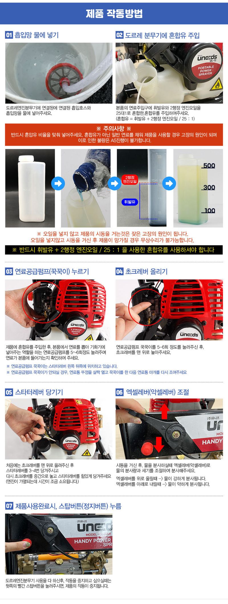 유니즈님의 장터 판매 상품 [유니즈 엔진분무기 1.2마력 배수펌프 소형 양수기 농약살포기 고압분무기  QL-12] 첨부 사진