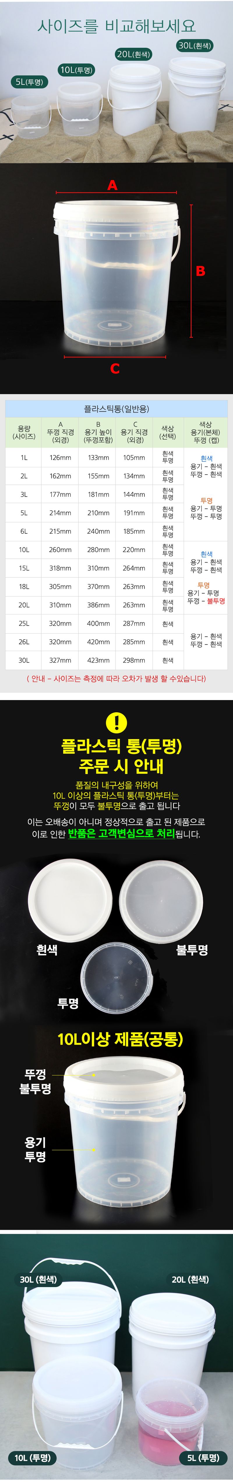 유니즈님의 장터 판매 상품 [다용도 원형 플라스틱 페인트통 바께스 말통 대용량 용기 공병] 첨부 사진