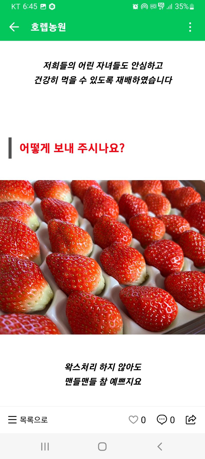 김소라님의 장터 판매 상품 [30구 딸기설향 850~900g (실무게1kg이상)] 첨부 사진